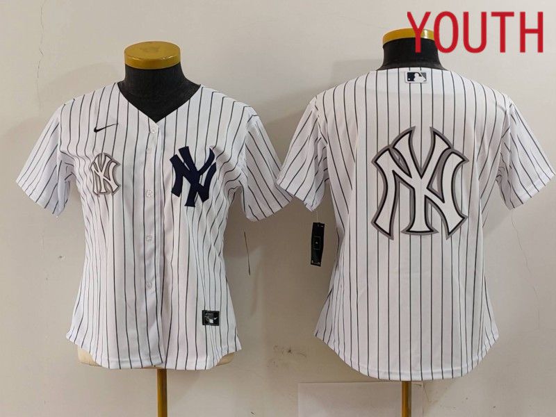 Youth New York Yankees Blank White stripe Game 2024 Nike MLB Jersey style 15